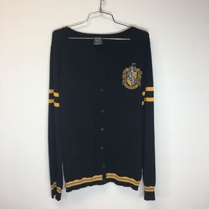 Harry Potter Hufflepuff Button Down Sweater Sz Lg